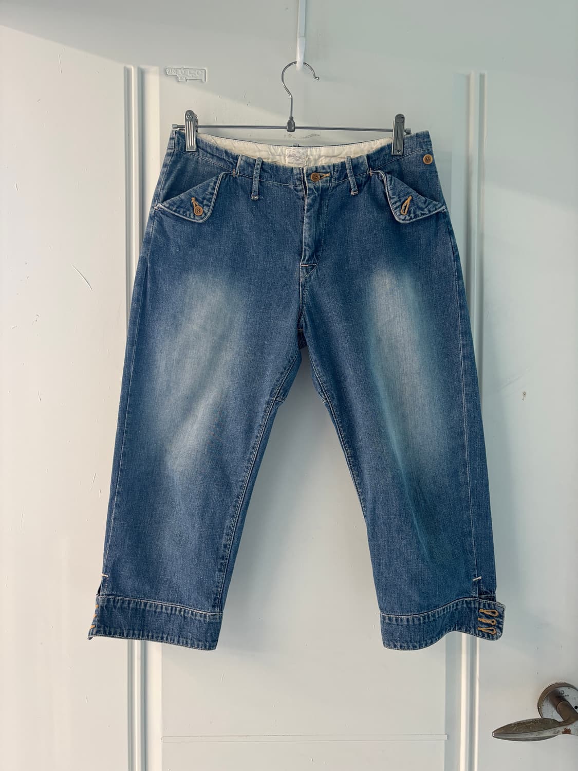 일본빈티지 단추 7부 데님 상품이미지5