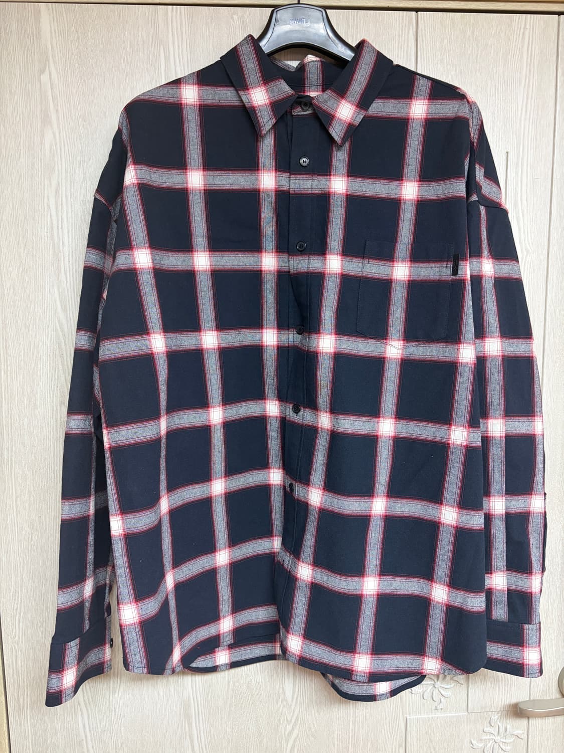 48) 준지 코튼 루즈핏 클래식 셔츠 레드 상품이미지1