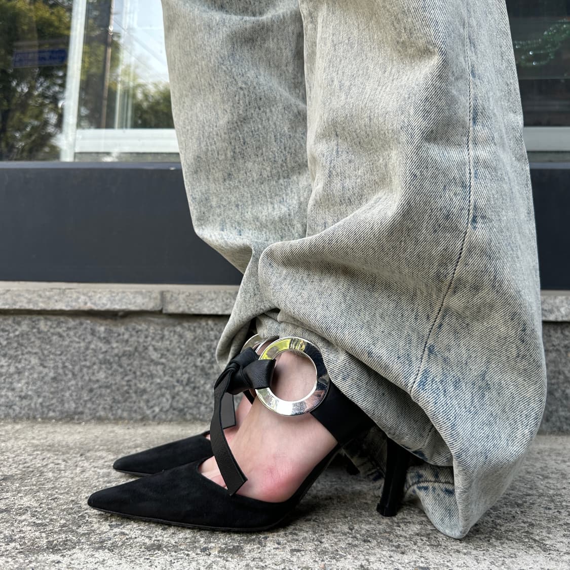 00s 블랙 프로엔자 슐러 가죽 포인트 힐 상품이미지9