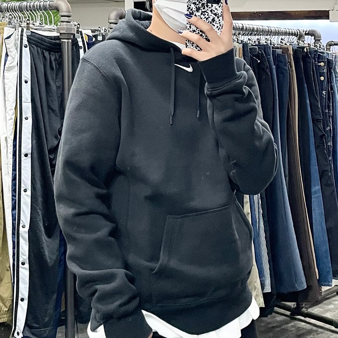 나이키 블랙 미들스우시 후드 상품이미지1