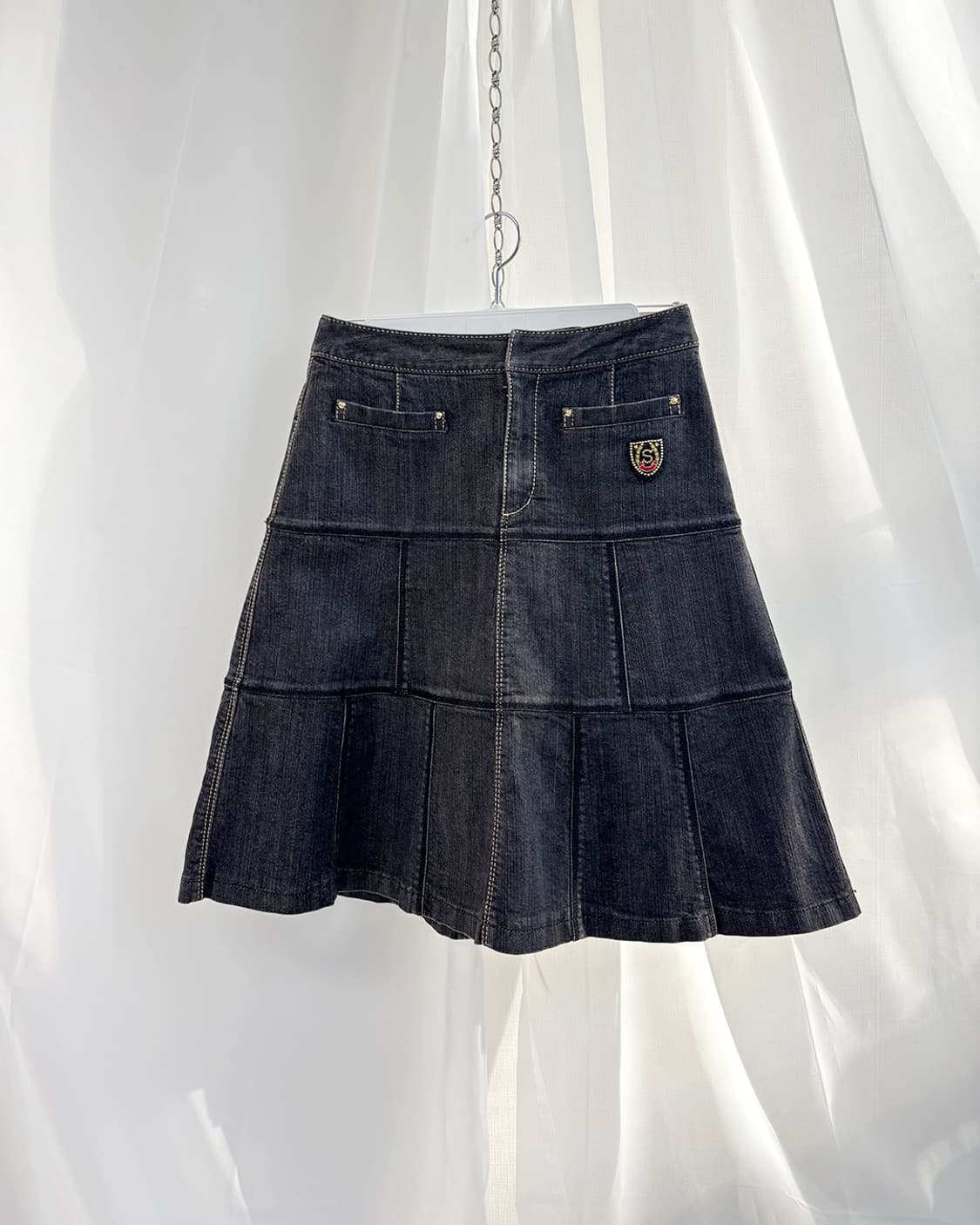 Sonia Rykiel 스퀘어 패치워크 A라인 데님 스커트 상품이미지1