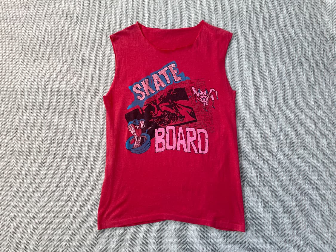 90s 빈티지 싱글 스케이트 보드 데몬 컷오프 슬리브리스 J03762 상품이미지1