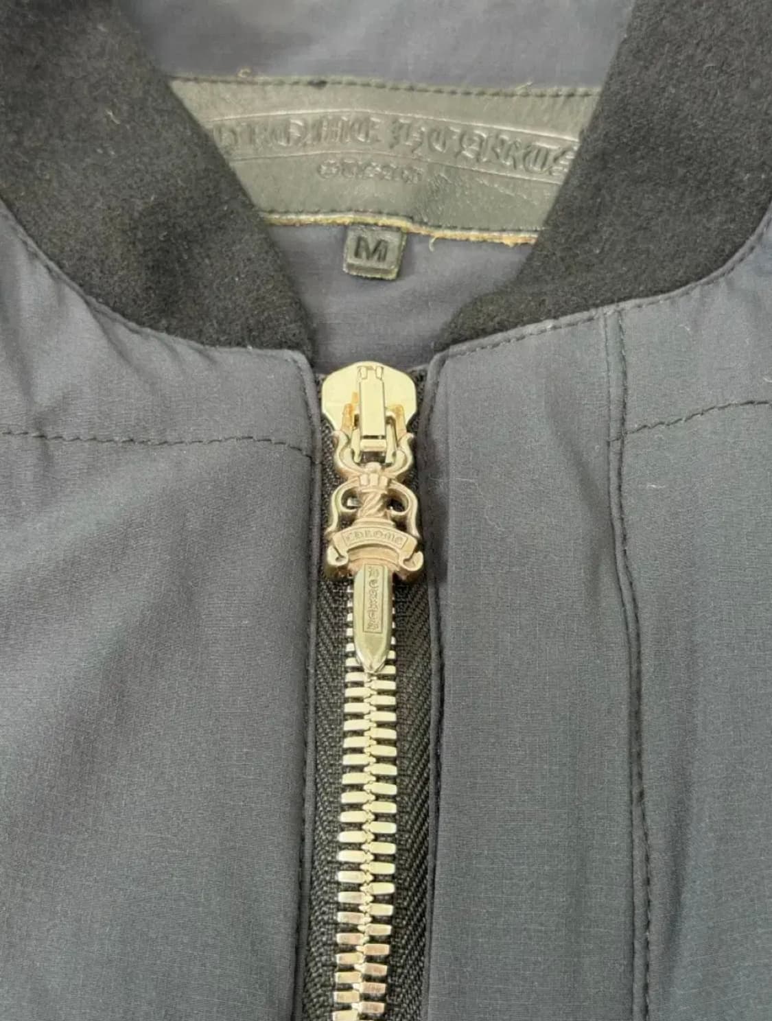 크롬하츠 VIC 크로스 레더패치 라지대거 캐시미어 블루종 자켓 M 상품이미지2