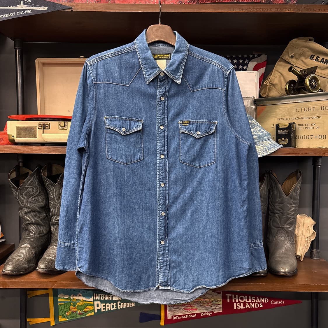 90s 리 웨스턴 요크 펄스냅 워크포켓 데님셔츠 N1204 상품이미지1