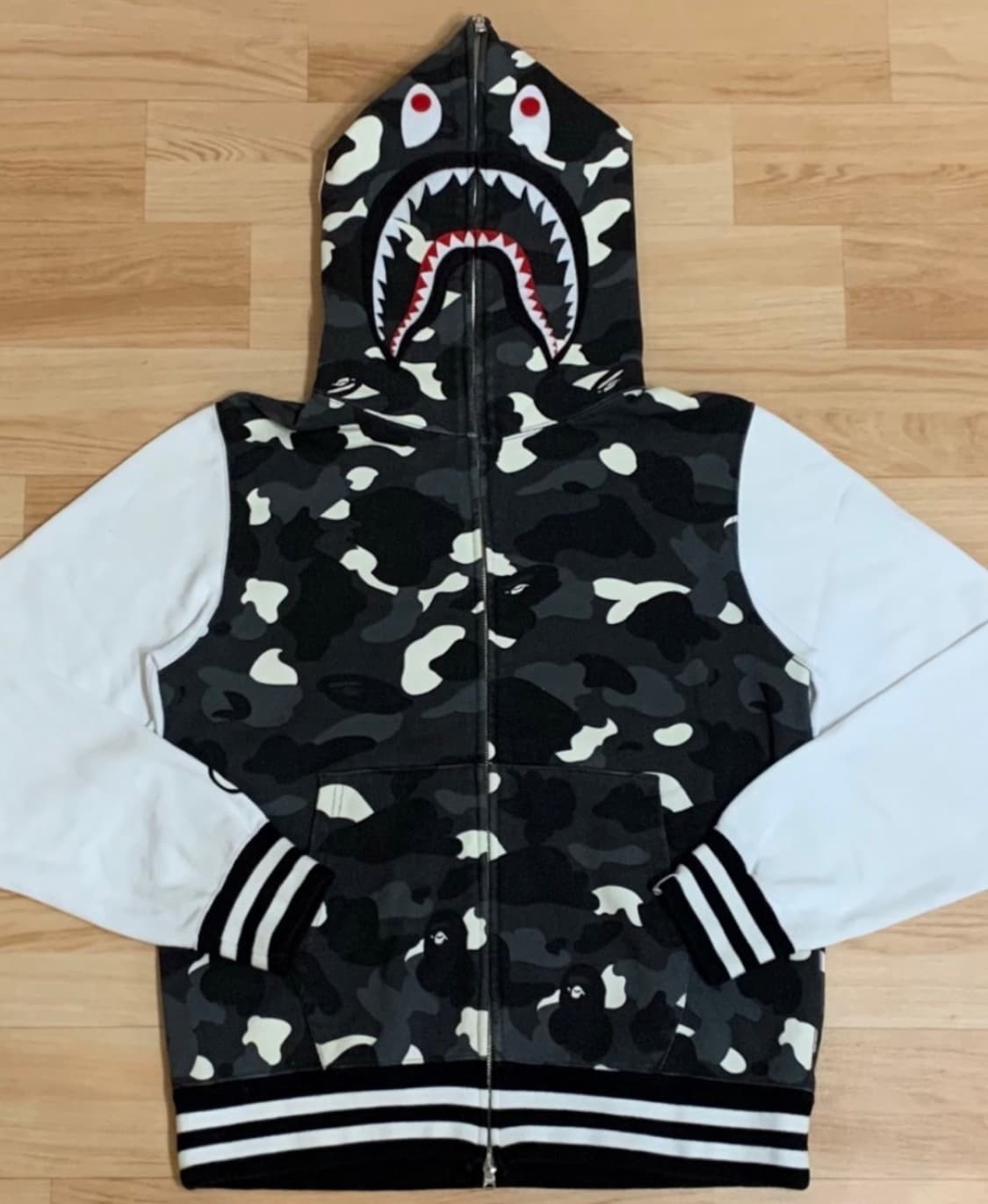 베이프 샤크 시티 카모 후드집업 M 상품이미지4