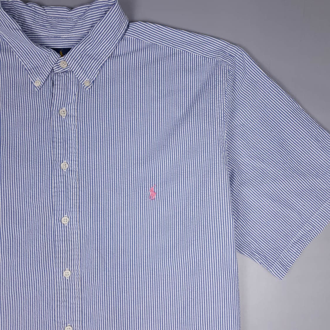 폴로랄프로렌 네이비 스트라이프 핑크포니 씨어써커 반팔  상품이미지2