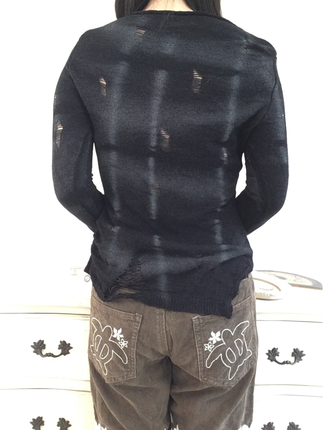 jpn vintage 블랙 워싱 데미지 니트 y2k 스트릿 갸루 펑키 상품이미지5