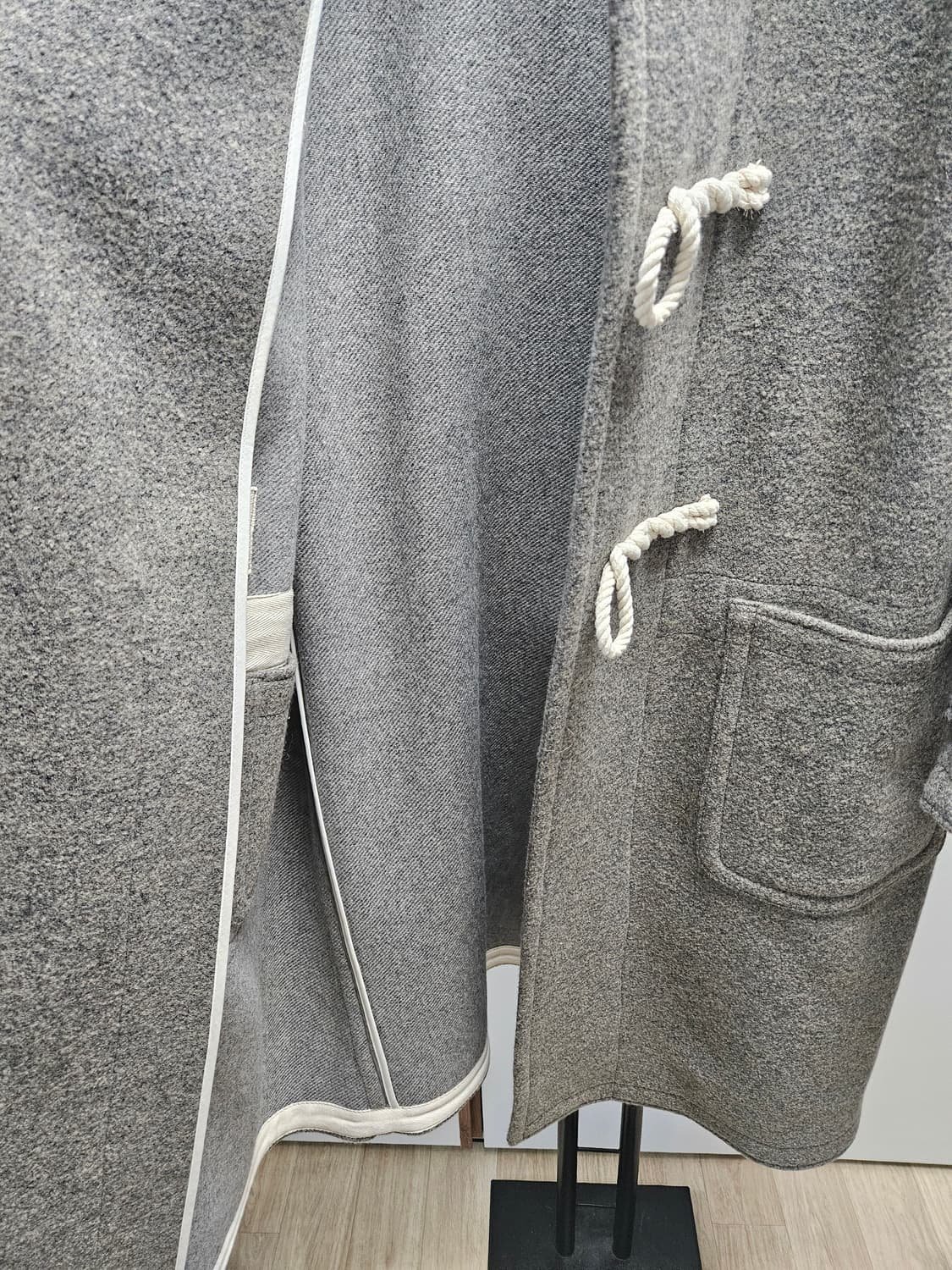 쿠어 오버사이즈 알파카 블렌드 더플코트 다크 그레이 멜란지 M사이즈 상품이미지6