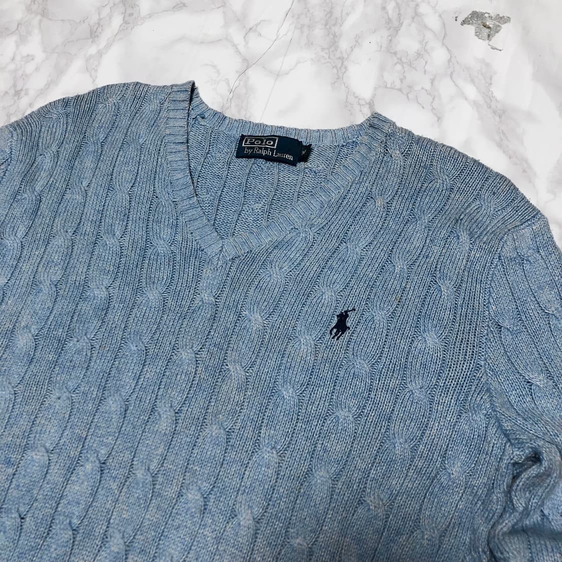 폴로 랄프로렌 꽈배기 니트 스카이블루 상품이미지3