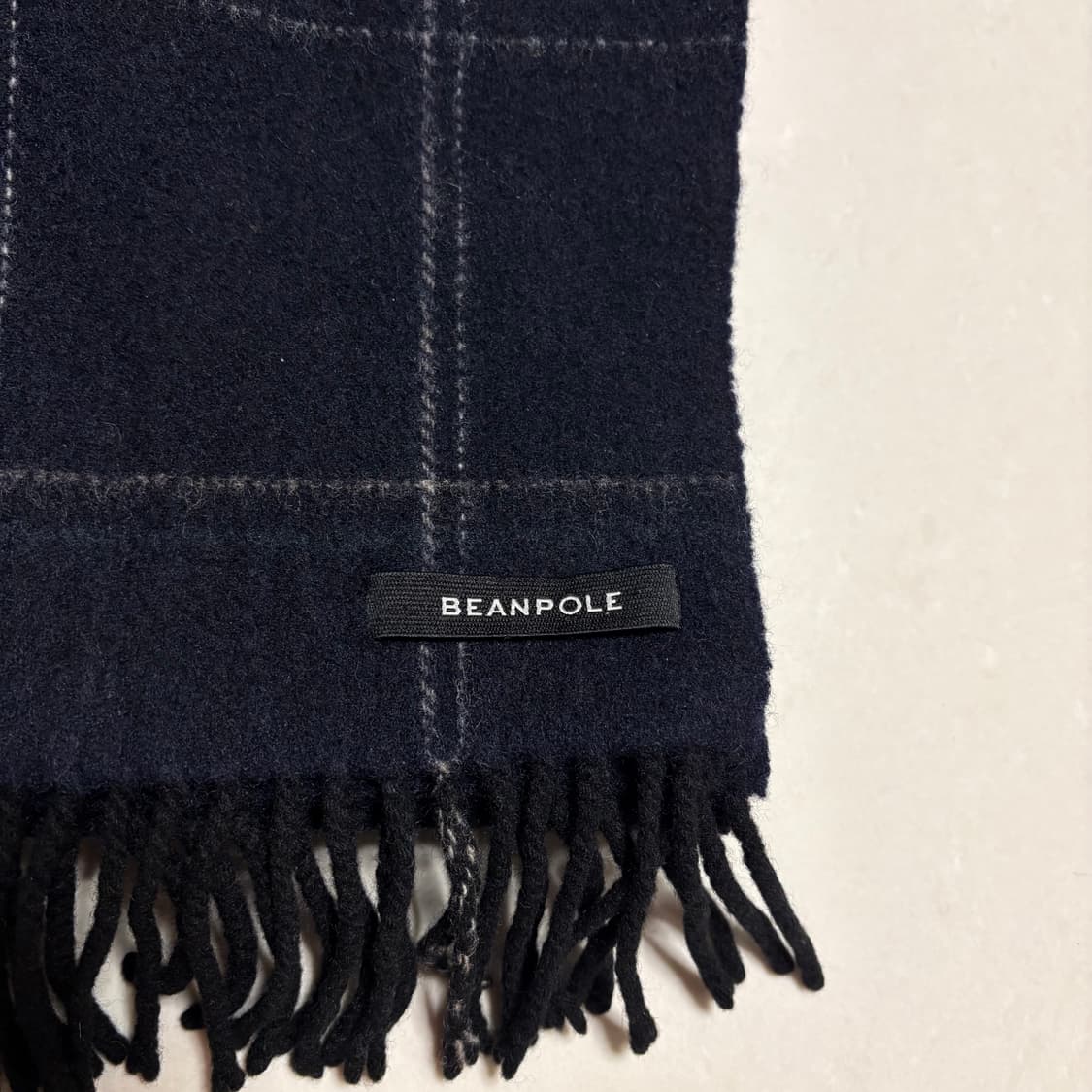 정품 빈폴 네이비 체크 양면 울 목도리 머플러 상품이미지7