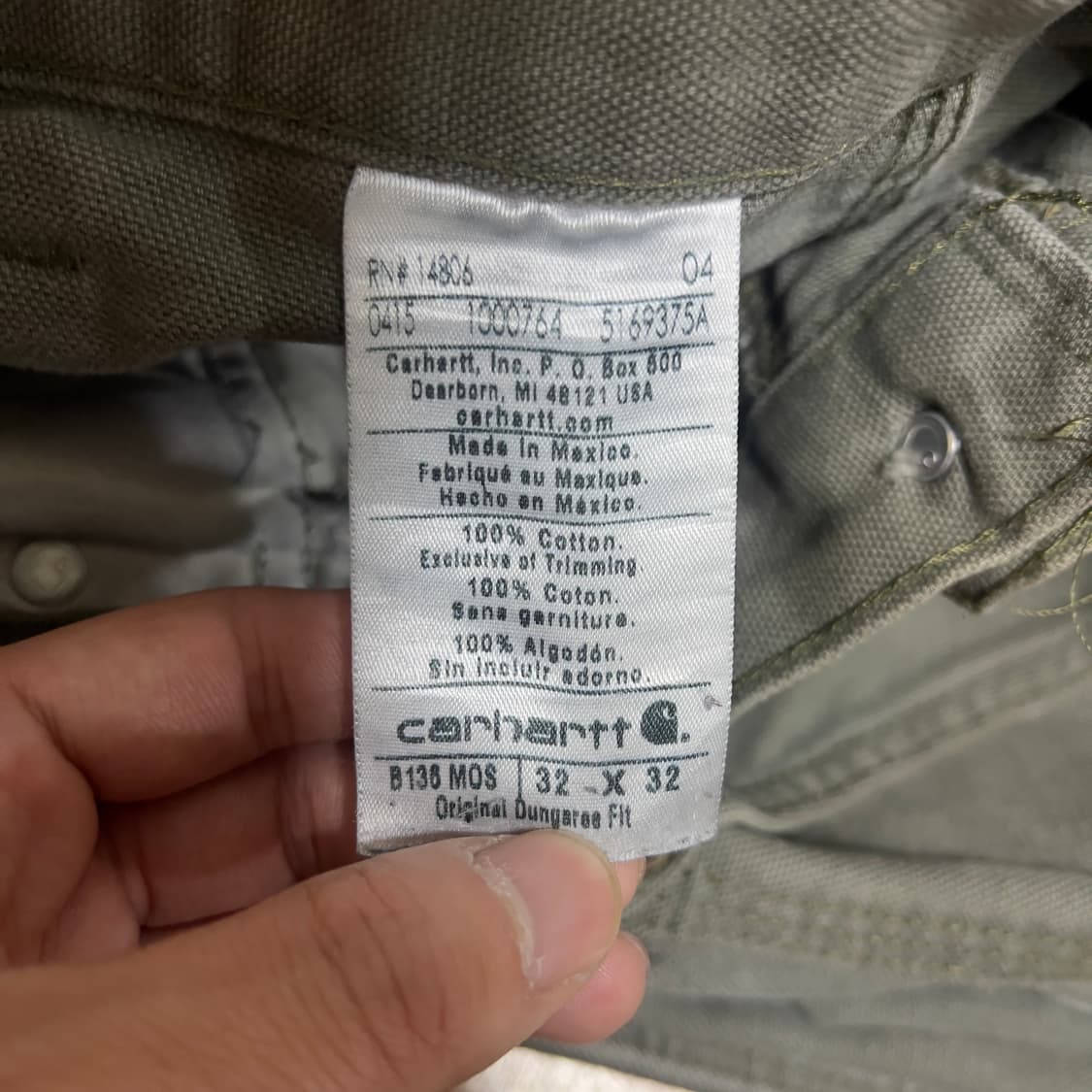 OG carhartt 칼하트 더블니 팬츠 모스그린 상품이미지6