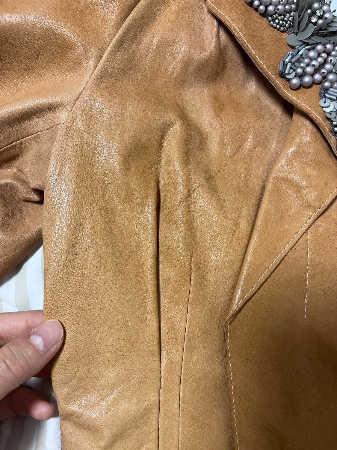 romantic puff shoulder leather jacket 상품이미지6