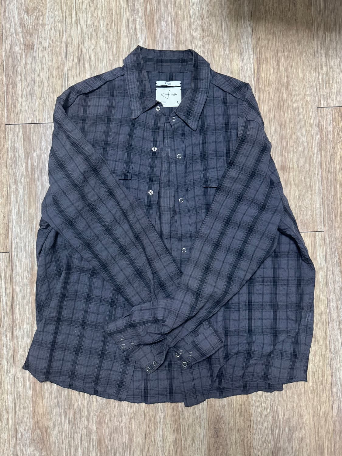 L) etce 체크 커트 셔츠 오버 다이드 차콜 상품이미지2