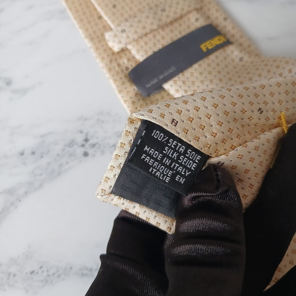 펜디 실크 베이지 주카 패턴 넥타이 8.2cm B등급 E868 상품이미지6