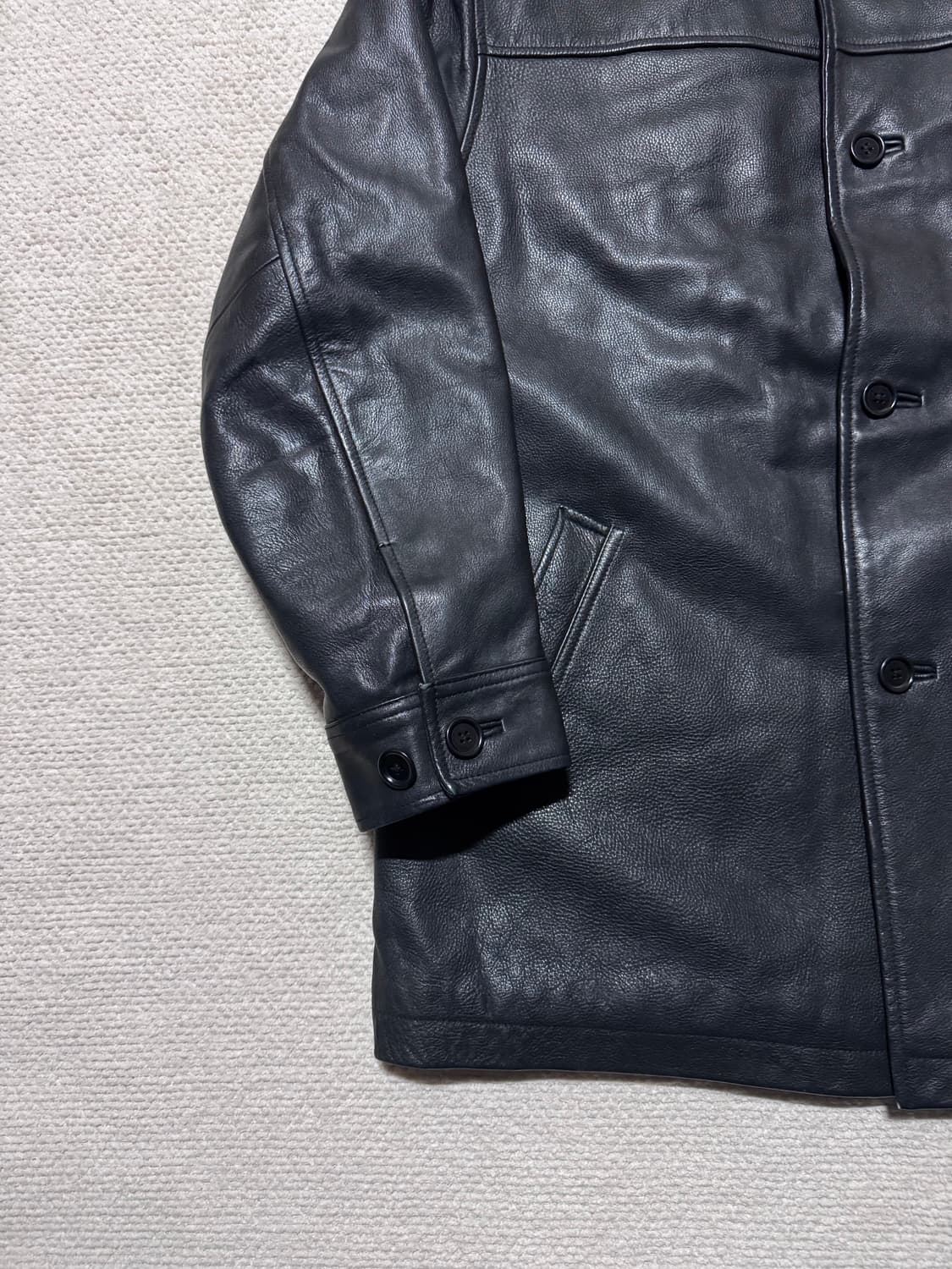 올드 GAP 카우레더 카코트 블랙 L 상품이미지3