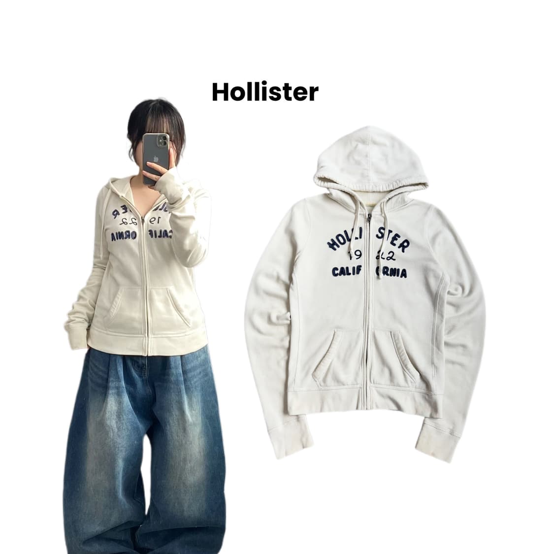 홀리스터 Y2K 딱붙 아치로고 후드집업 상품이미지1