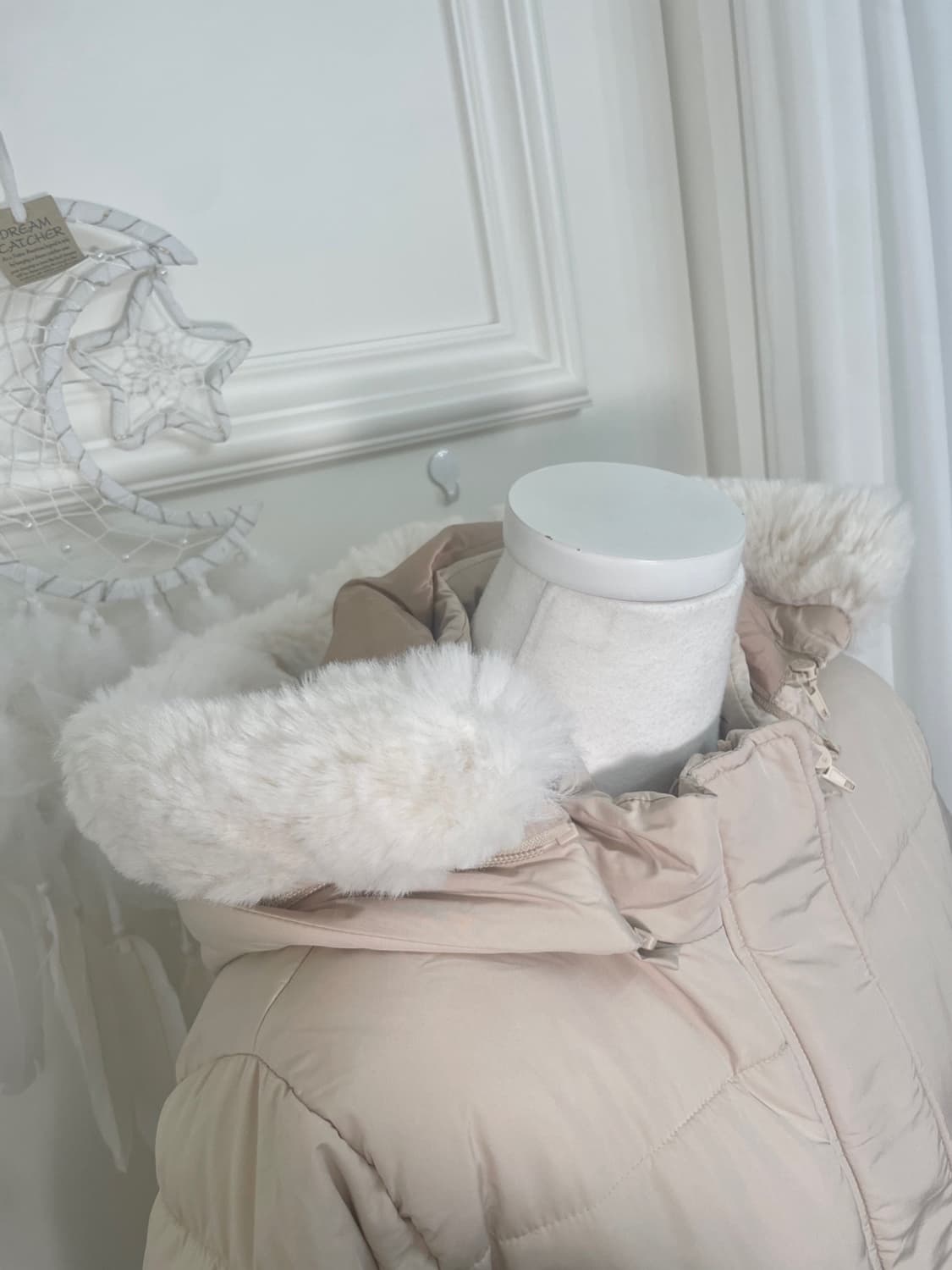 JENNY LOVE pink beige fur hoodie line ju 상품이미지7