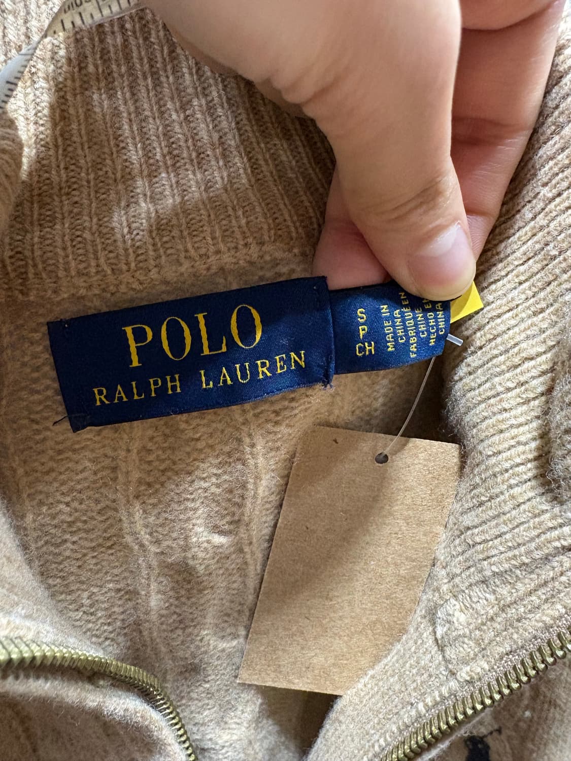 S 폴로랄프로렌 블루포니 베이지 반집업 케이블 니트 상품이미지5