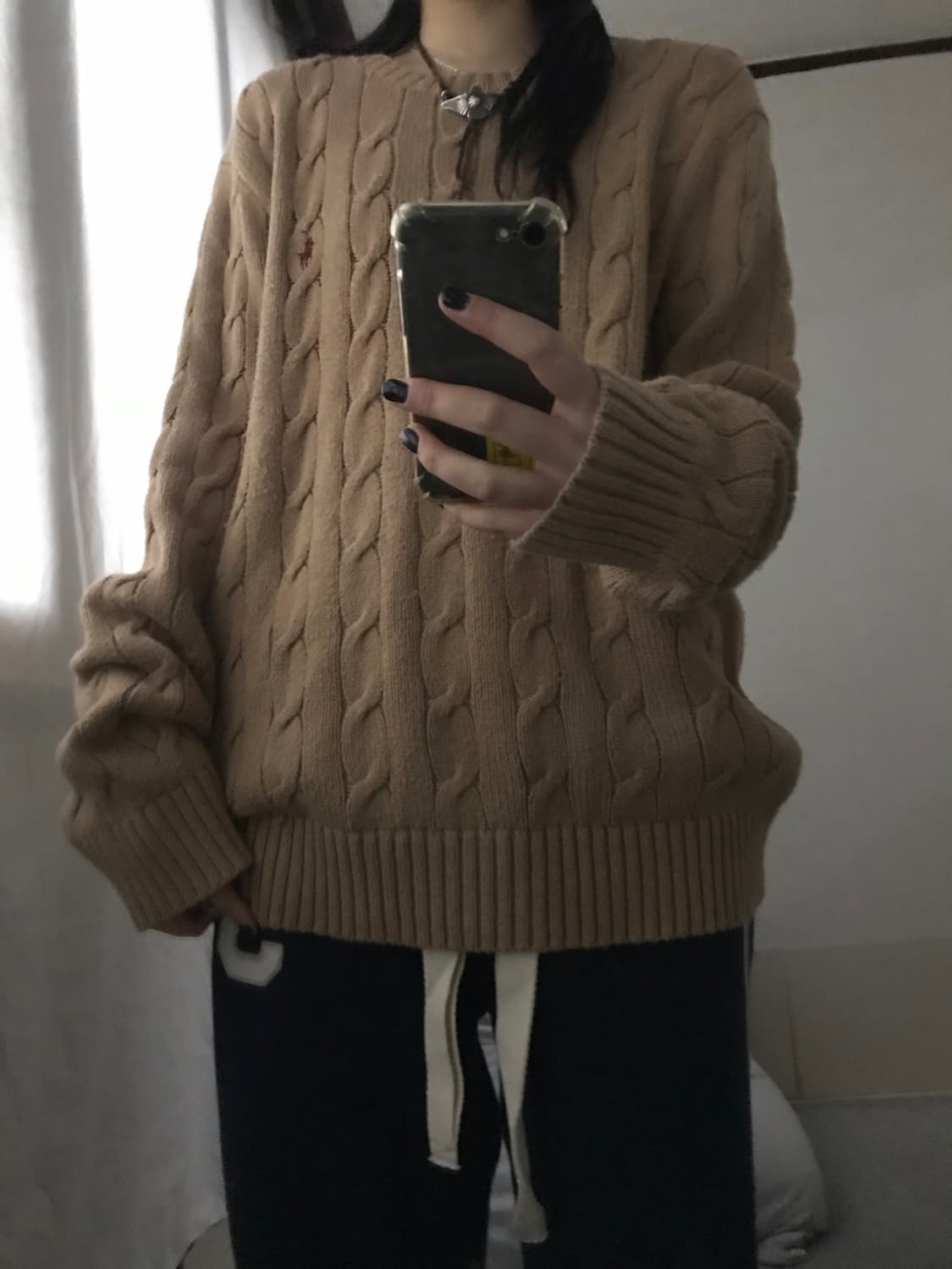 폴로 베이지브라운 케이블 니트 상품이미지3