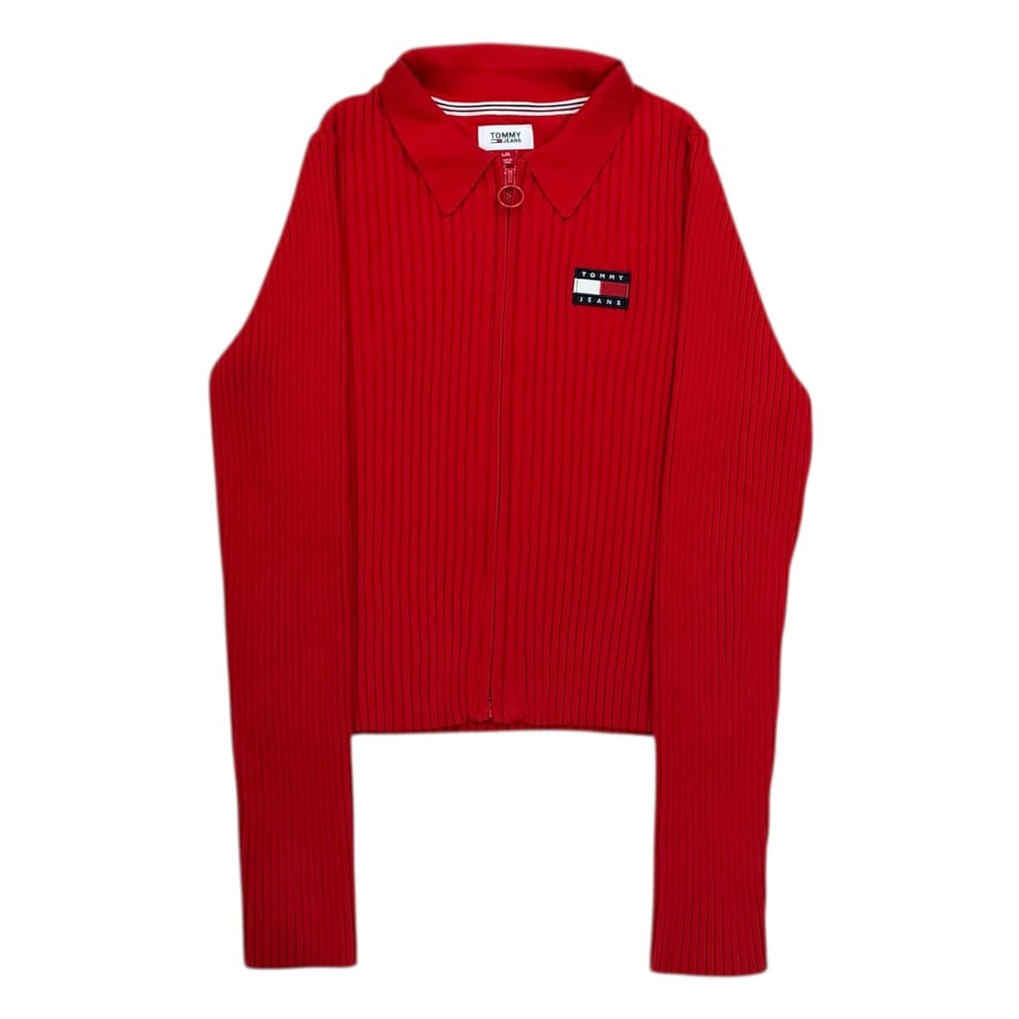 타미진스 골지 카라 니트 집업 가디건 레드 L 상품이미지1