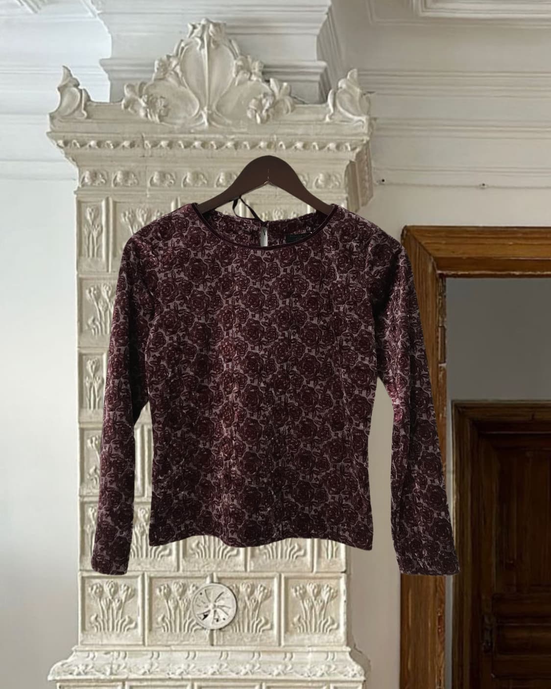 vintage velvet pattern top 상품이미지8