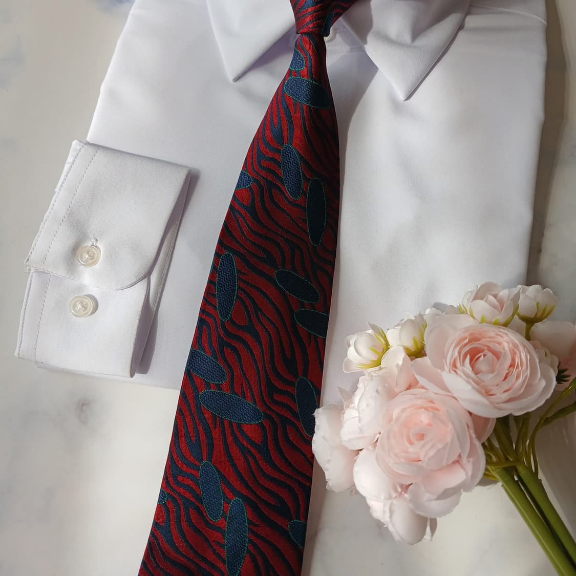 크리스찬 디올 몽슈르 실크 레드 패턴 넥타이 9cm A+등급 A19869 상품이미지5