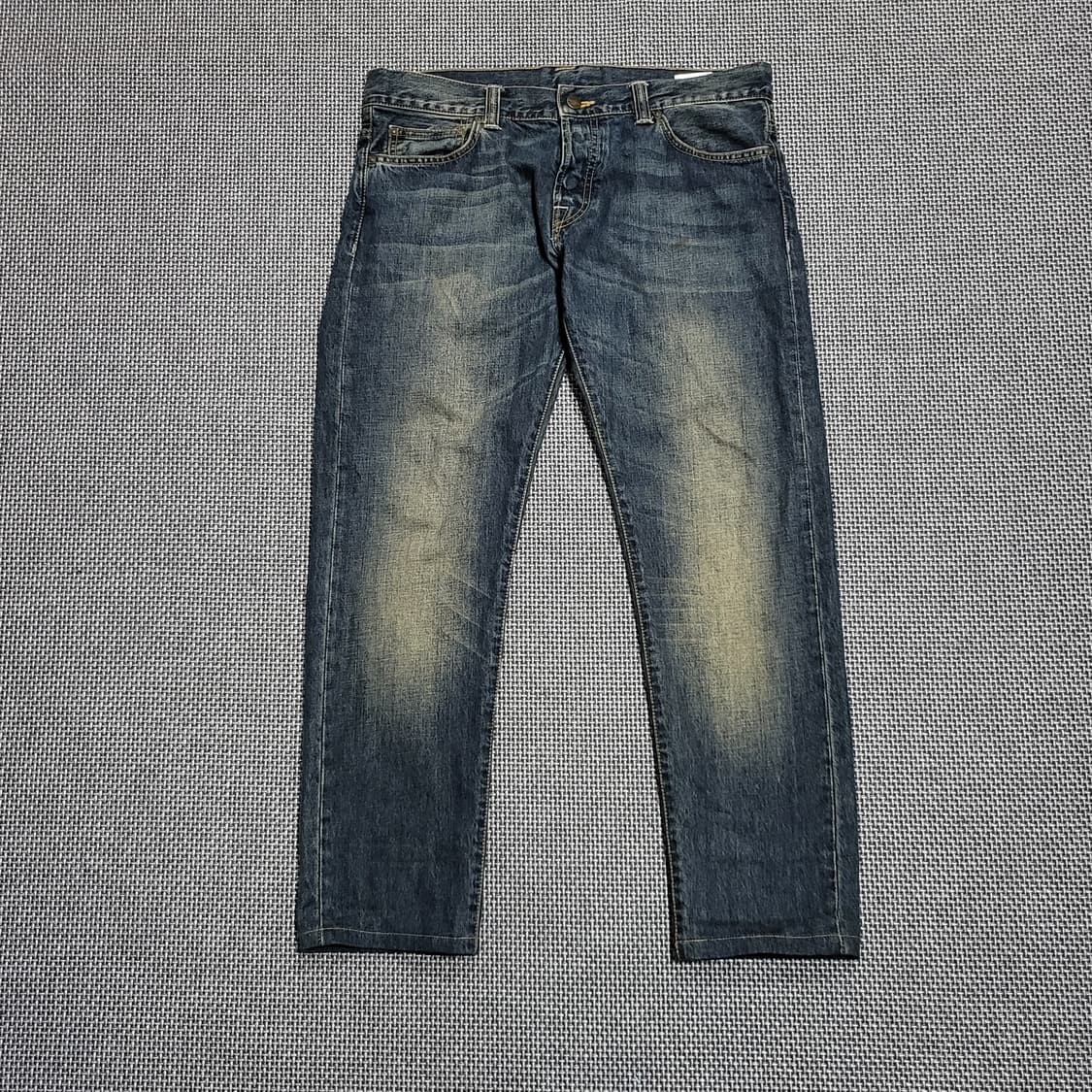 칼하트 빈티지 레더 패치  워크 워싱 데님 팬츠 (32) 상품이미지2