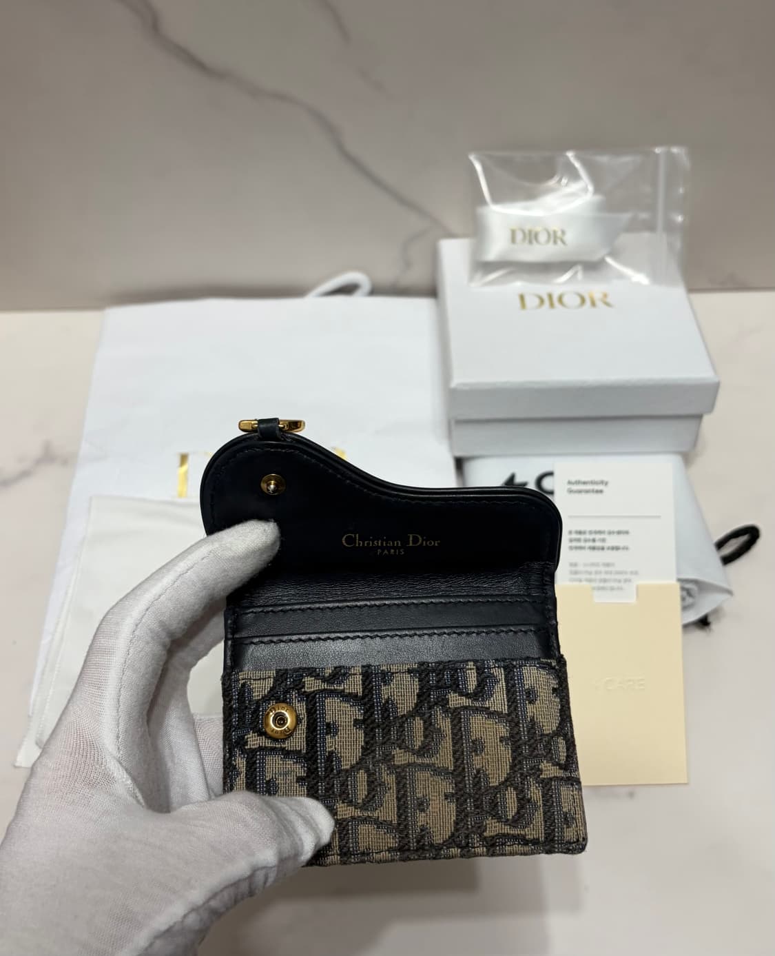 [정품] 디올 오블리크 새들 슬림 카드지갑 번개케어 상품이미지3