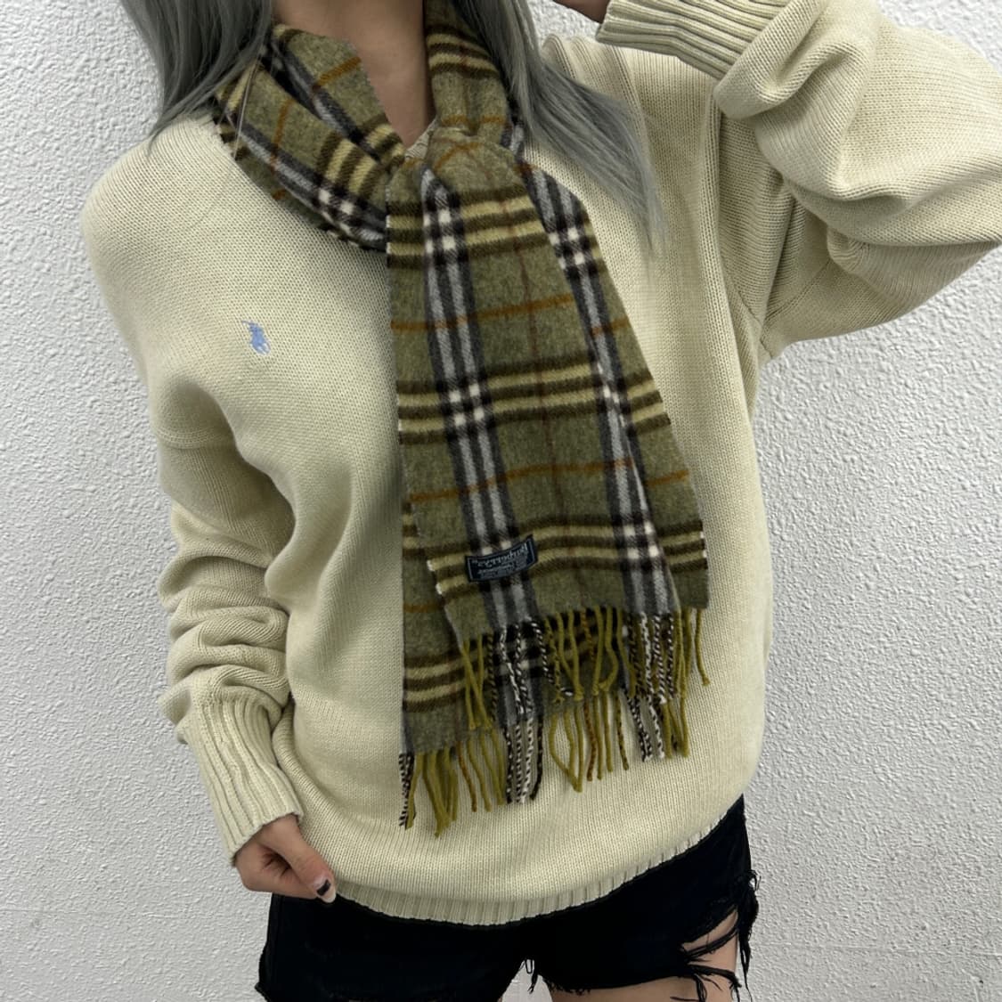 버버리 그린 노바체크 램스울 머플러 상품이미지1