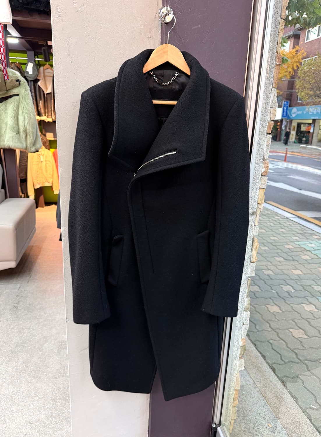 100/ 시스템옴므 사선 울 코트 자켓 상품이미지2