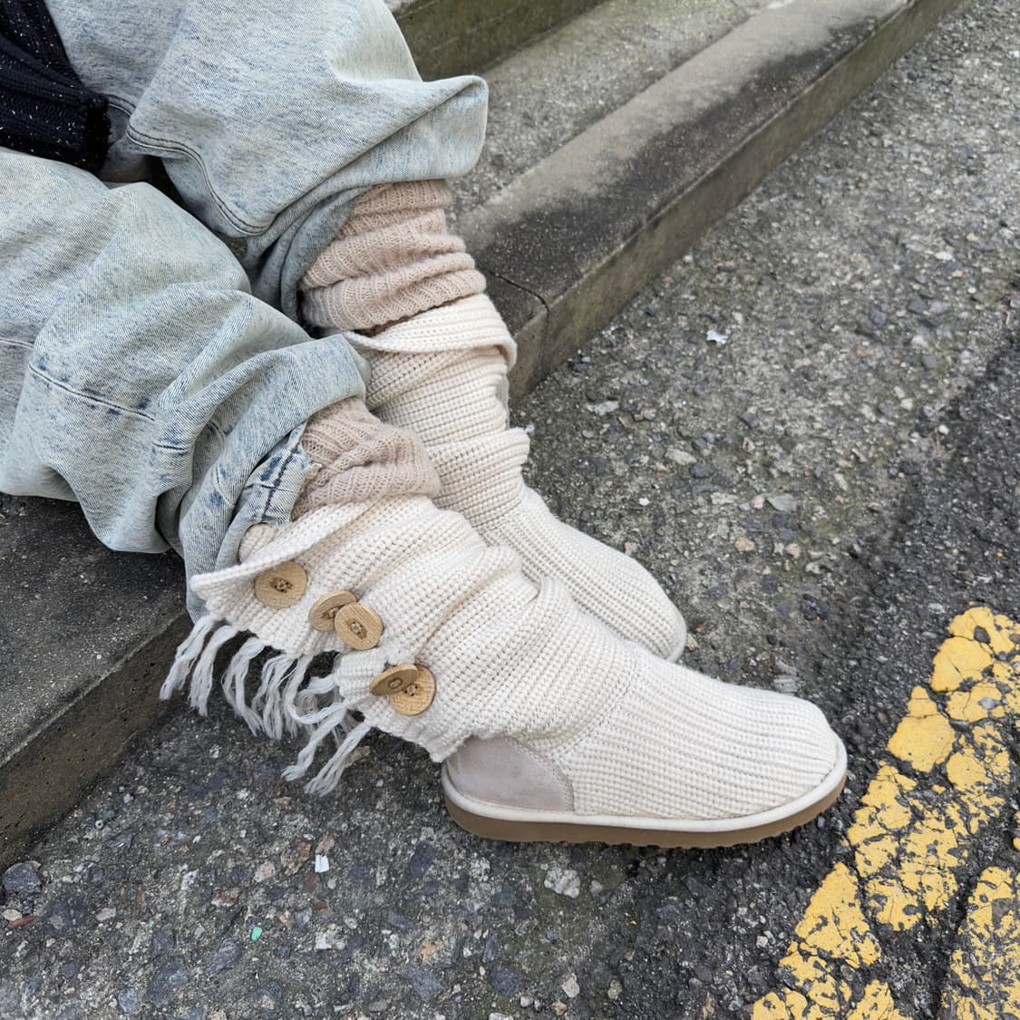 2000s Y2K 니트 카디 어그 부츠 상품이미지7