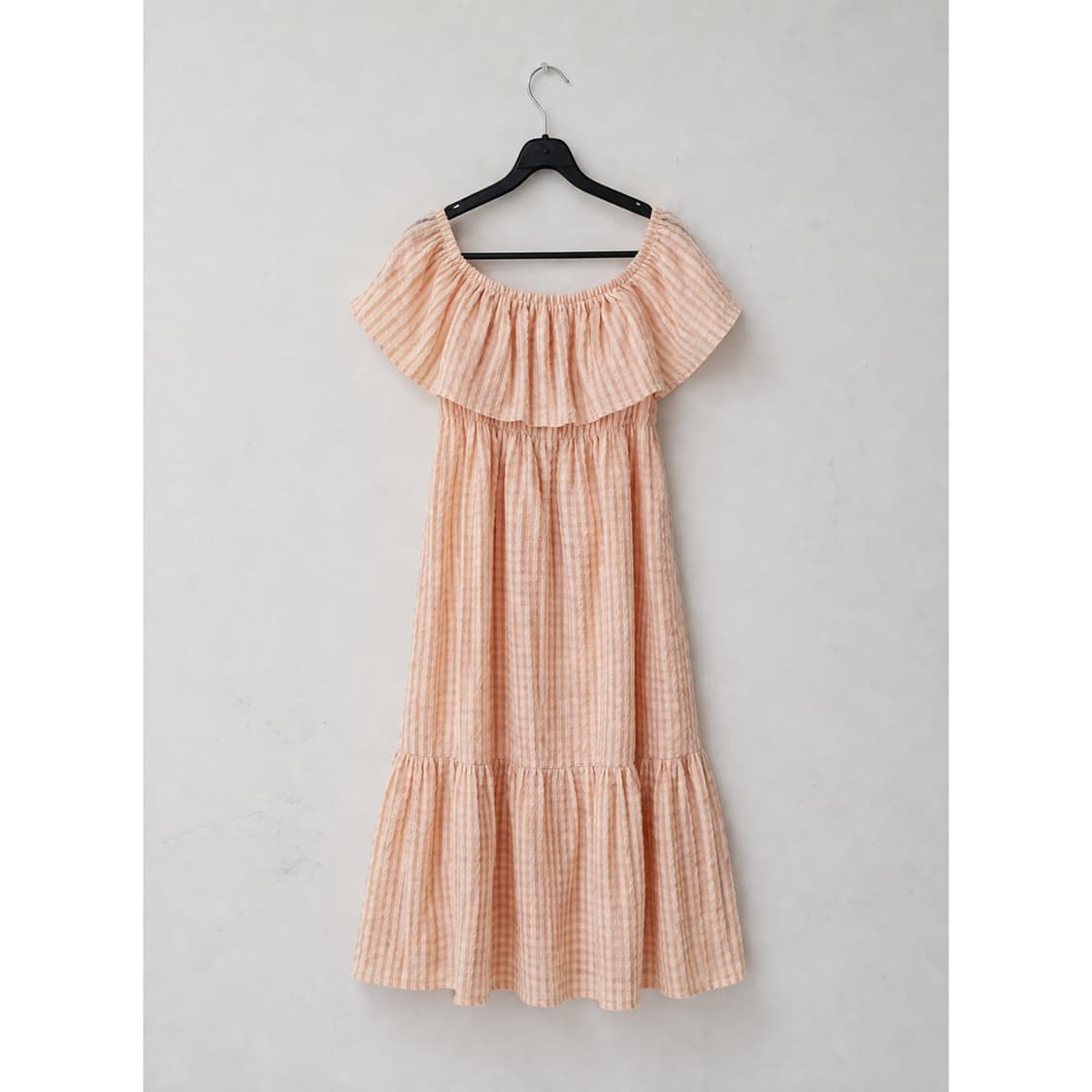 빈티지 오렌지 체크 원피스 상품이미지2