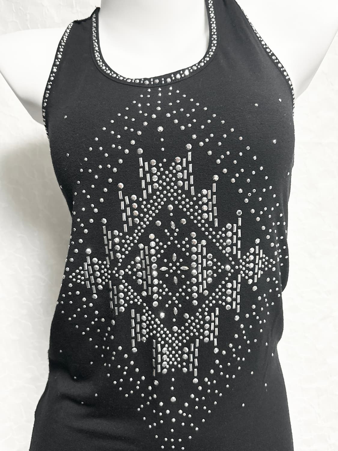 빈티지 갸루 펑크 큐빅 크로쉐 슬리브리스 탑 상품이미지5