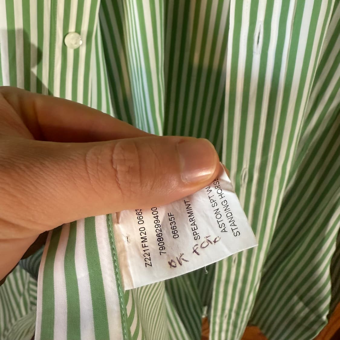 랄프로렌 퍼플라벨 그린 스트라이프 로고 드레스 셔츠 상품이미지3