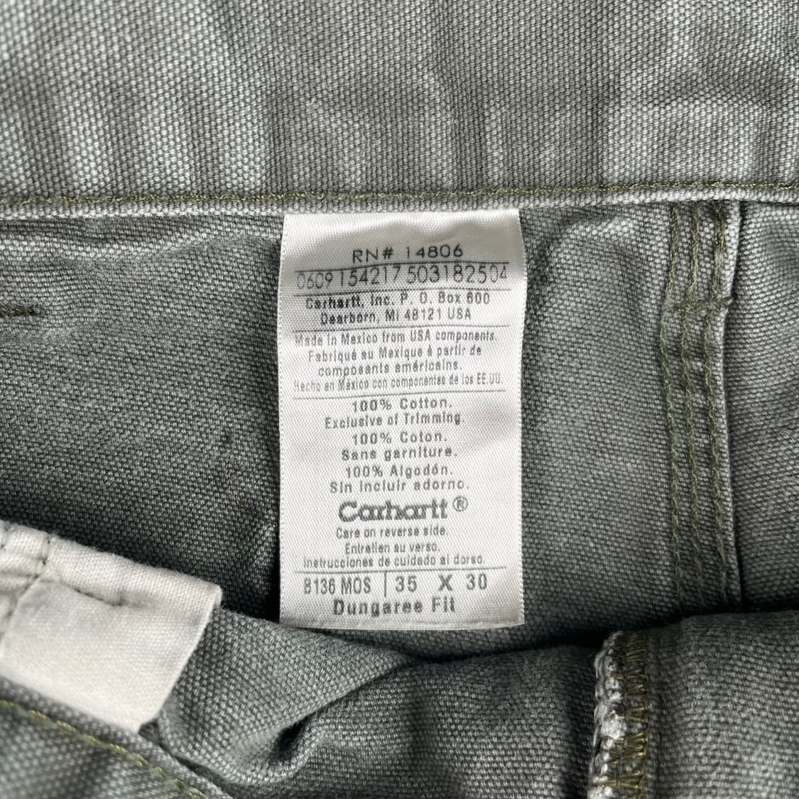 빈티지 칼하트 모스그린 더블니 워크 팬츠 B136MOS 상품이미지4