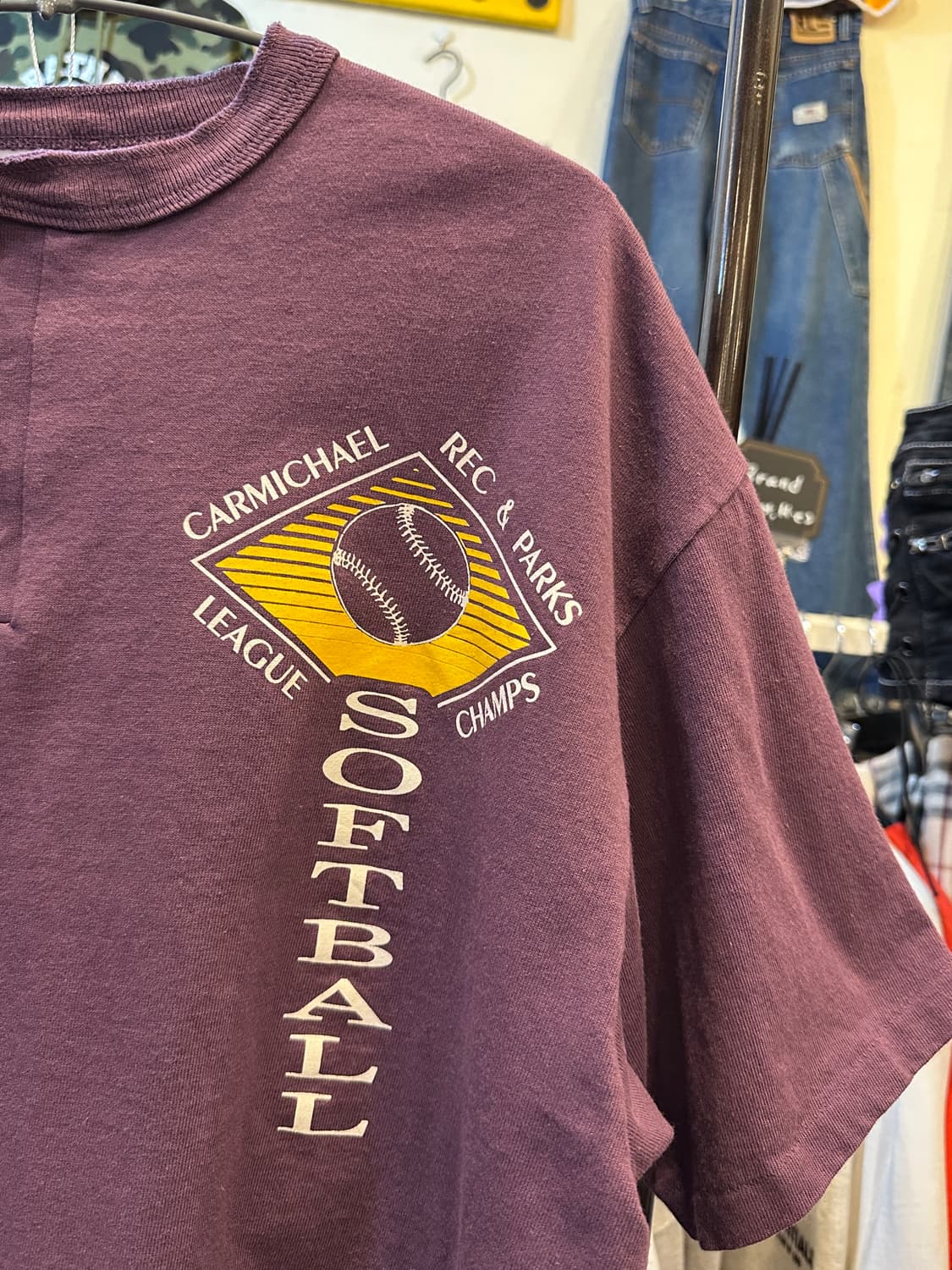 90s Made in USA Anvil 헨리넥 소프트볼 빈티지 반팔 XL 상품이미지3