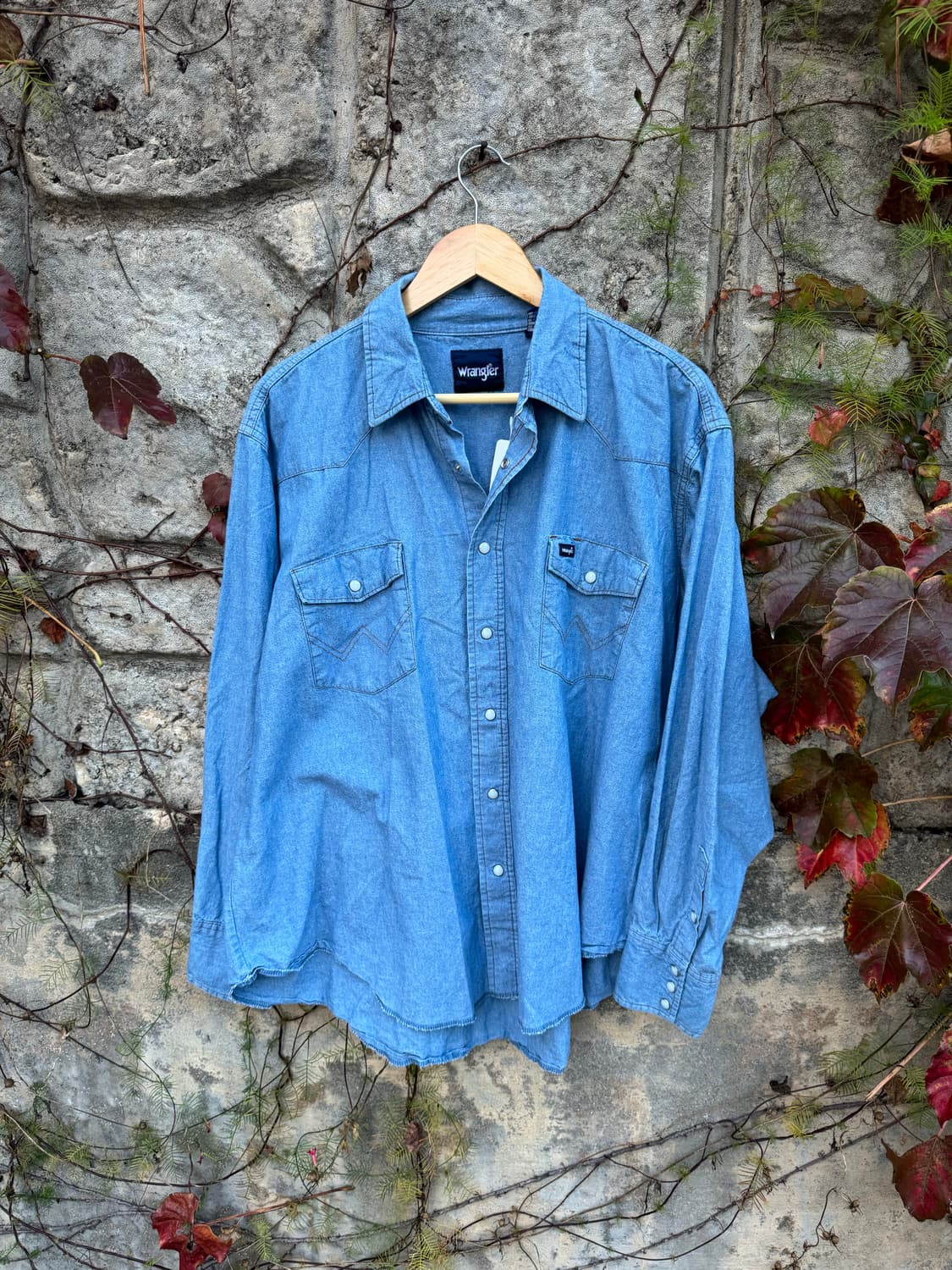 랭글러 빈티지 데님 샴브레이 웨스턴 셔츠 빅사이즈 상품이미지1
