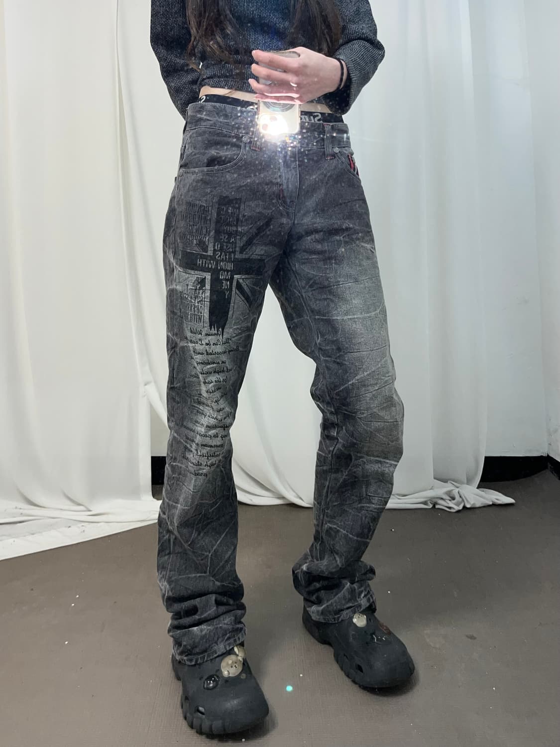 00’s 프린팅 그레이 데님 팬츠 상품이미지2