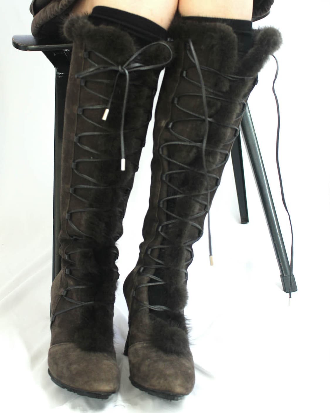 GUESS suede fur-leather strap long BOOTS 상품이미지6