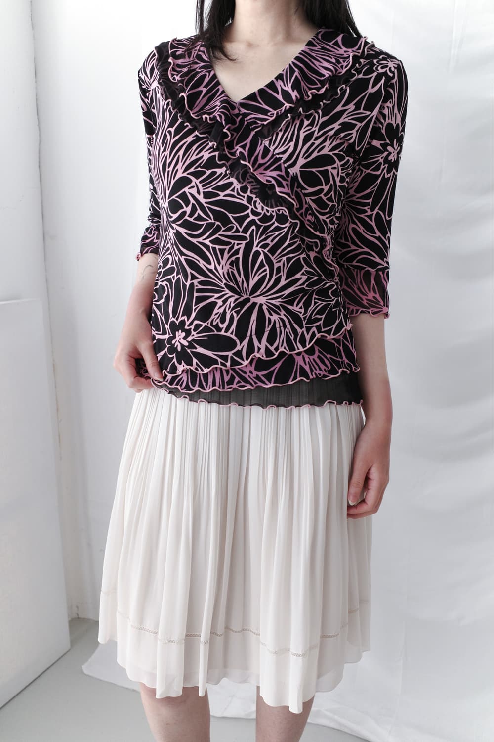 pattern frill sleeve 상품이미지5