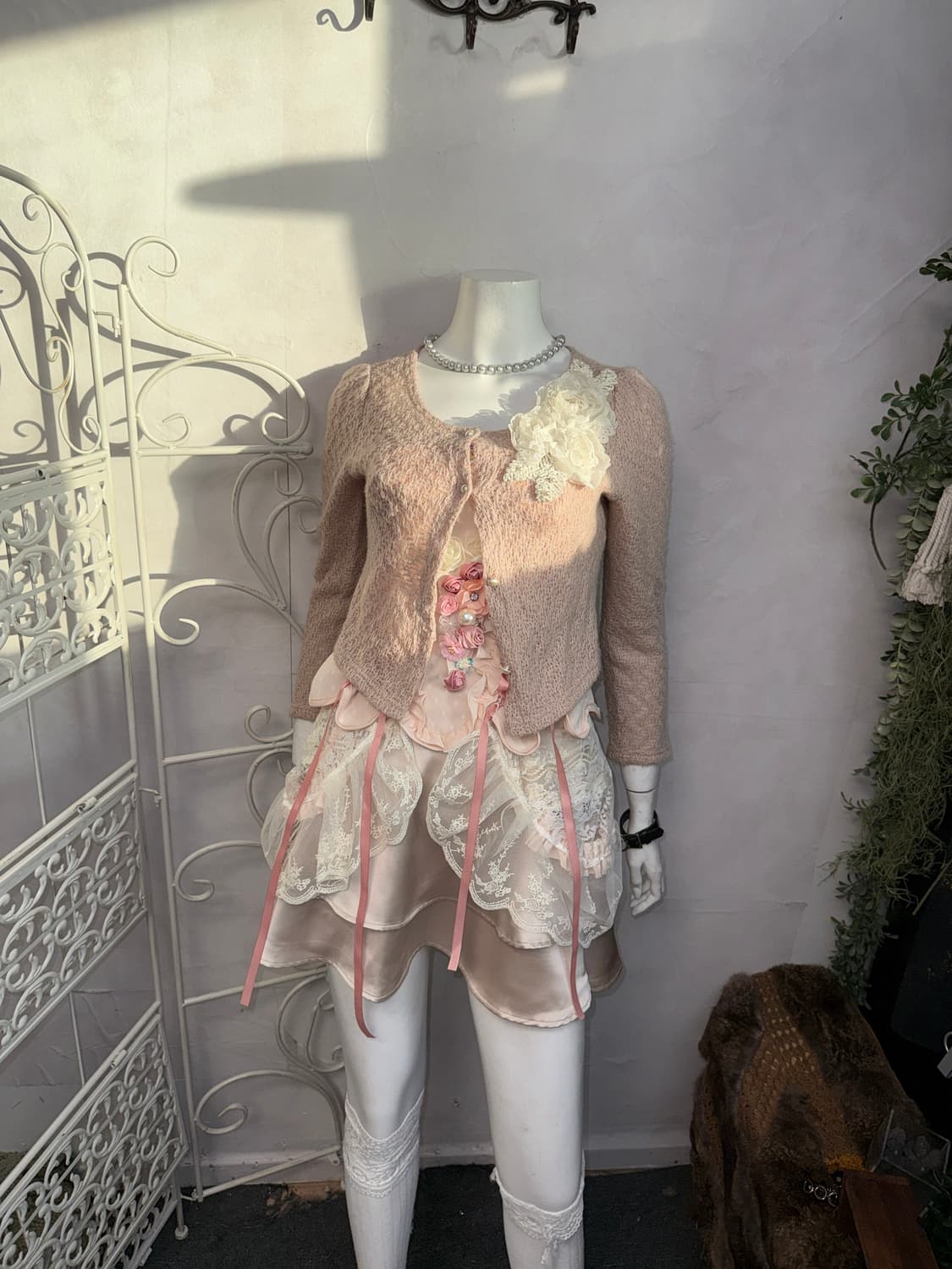 Baby pink flower corsage crop cardigan  상품이미지6
