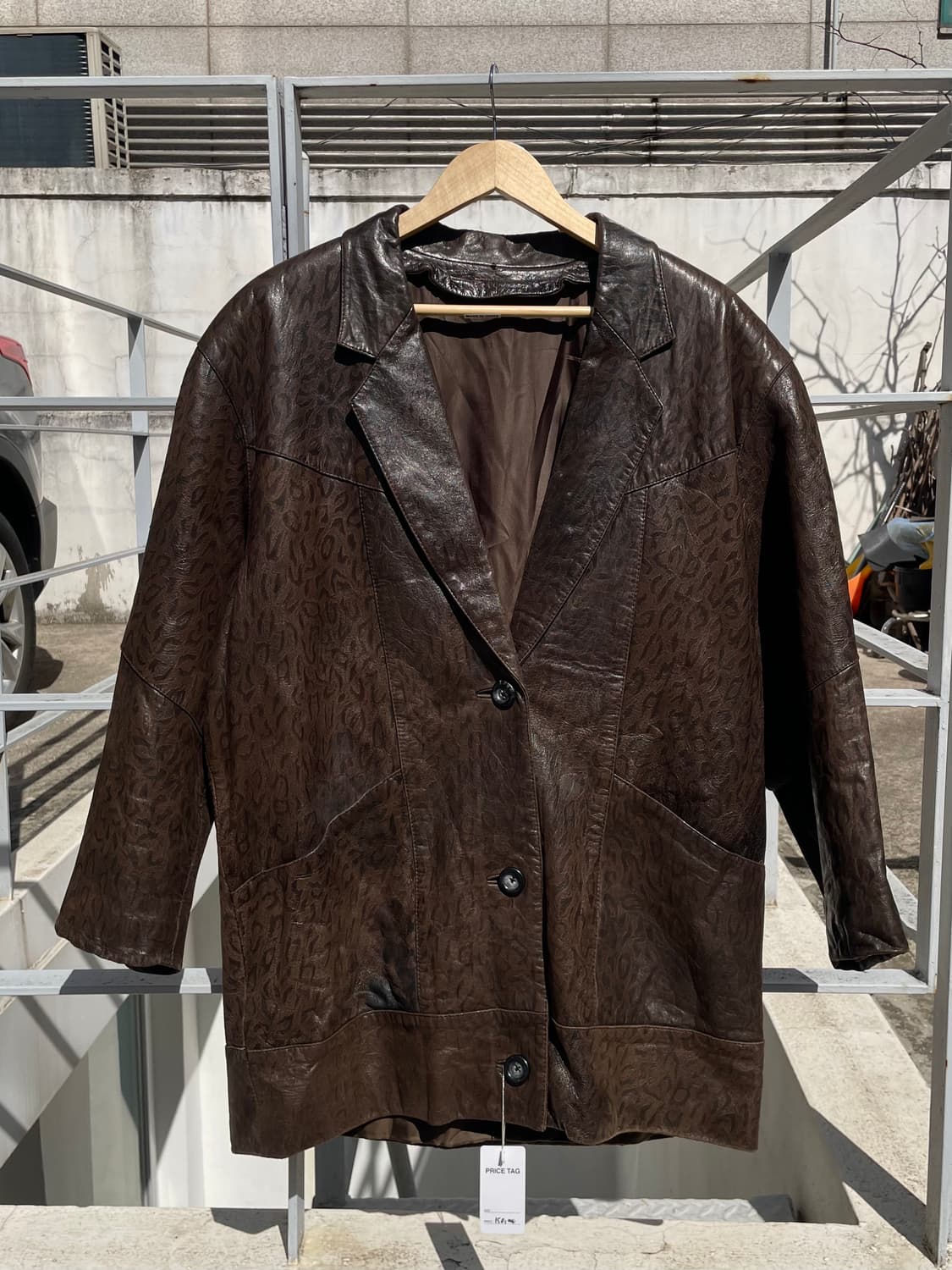 빈티지 레오파드 레더 카코트 상품이미지3