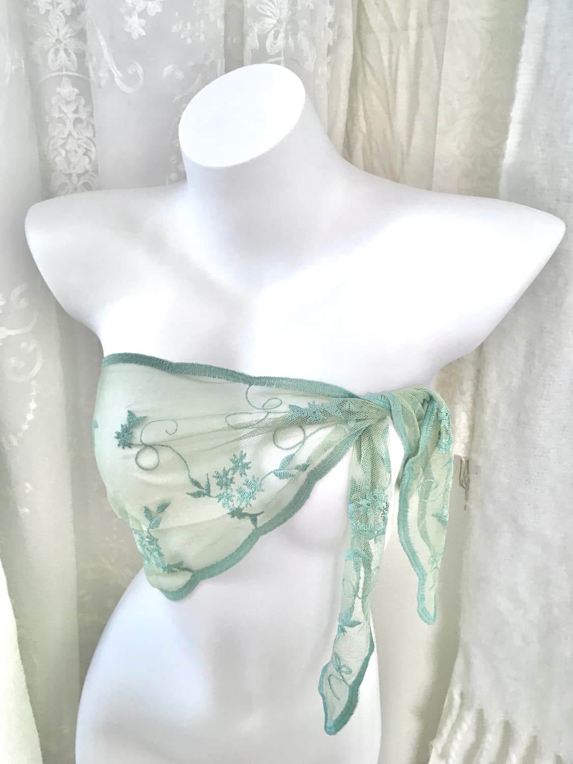 옥색 시스루 오리엔탈 스카프 상품이미지3