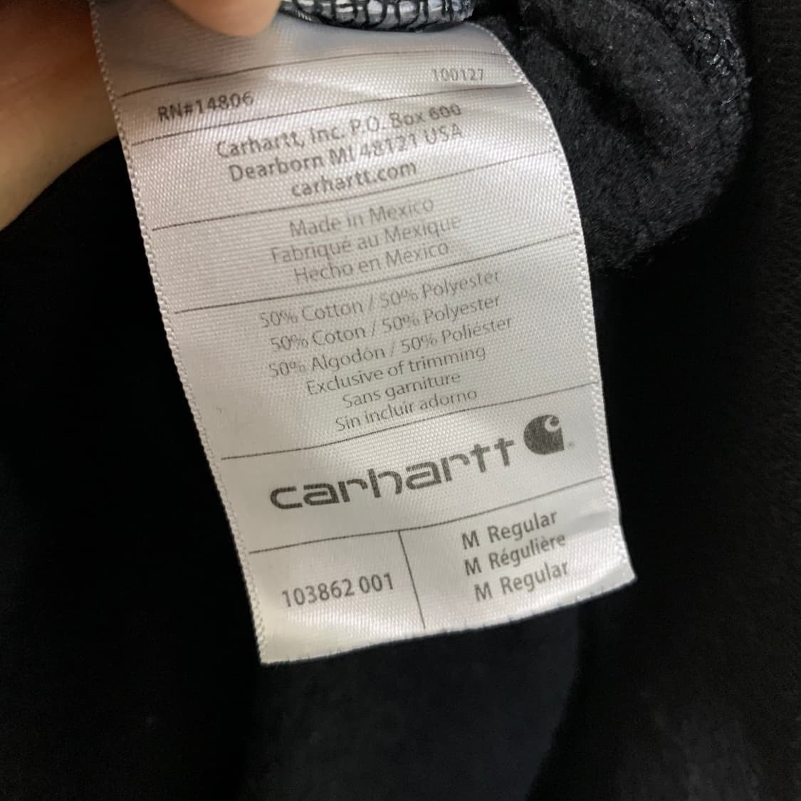 칼하트 빈티지 기모 블랙 차콜 후드티 M 남녀공용 상품이미지5