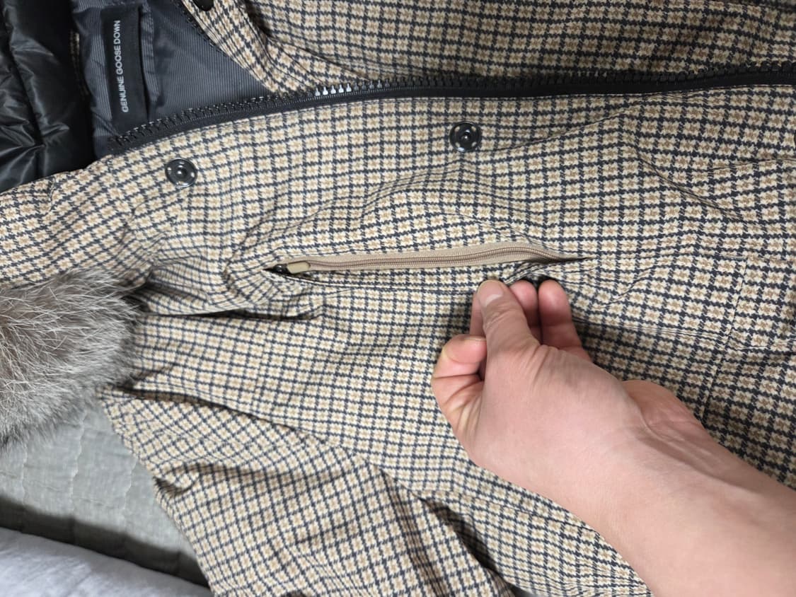 지오지아 체크 구스다운 롱패딩 상품이미지7