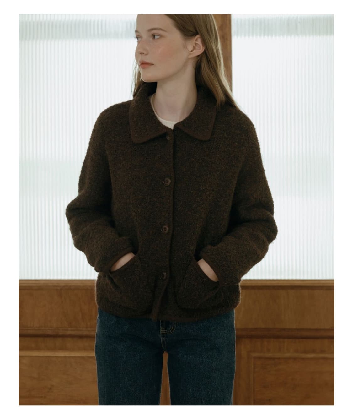 니주르 부클 카라 버튼업 니트 자켓 상품이미지2