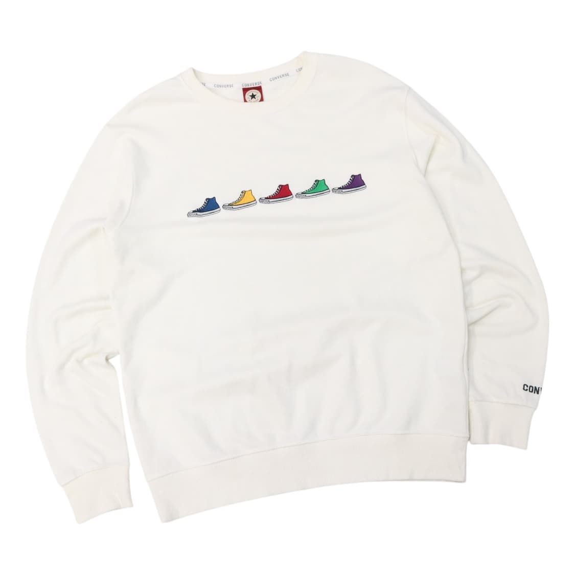 Converse 컨버스 올스타 하이탑 자수 아이보리 맨투맨 (L) 상품이미지1