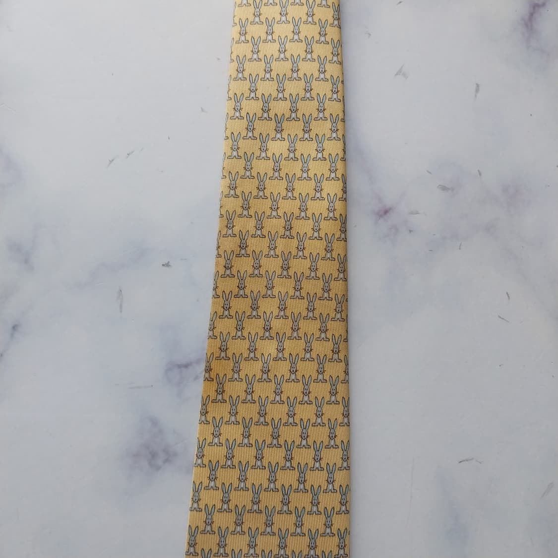 살바토레 페라가모 레몬 토끼 모티브 넥타이 8.8cm A~B등급 K261 상품이미지10