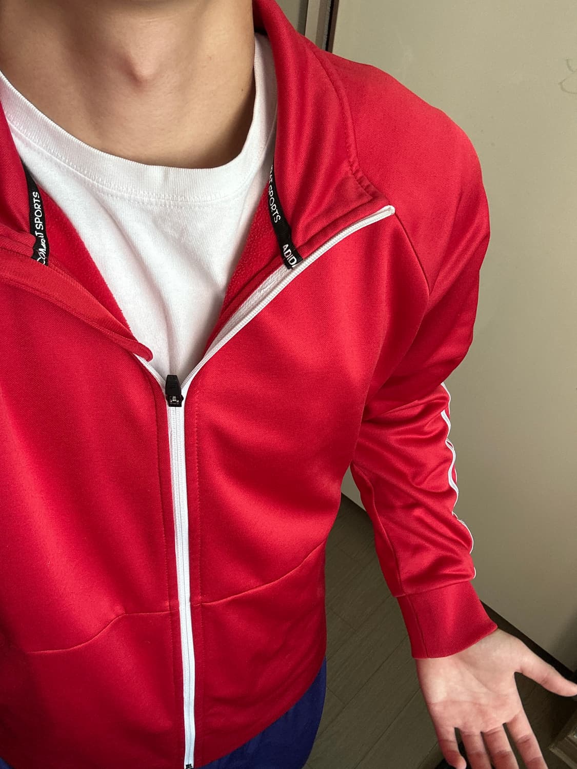 아디다스 스포츠 빨강 져지 집업 상품이미지2