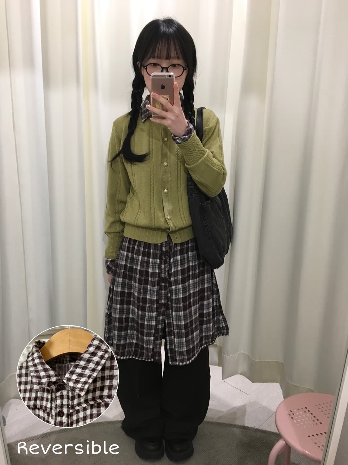 양면 셔츠원피스 + 가디건 세트 상품이미지1